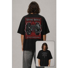 Fuddy Moda Unisex Bullet For My Valentine x Trivium Sırt Baskılı Tişört, Oversize Rock Band Temalı Tshirt