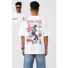 Fuddy Moda Unisex Oversize Legend Michael Jackson Sırt Baskılı Bisiklet Yaka Tişört