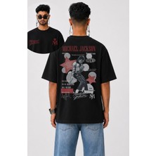 Fuddy Moda Unisex Oversize Legend Michael Jackson Sırt Baskılı Bisiklet Yaka Tişört