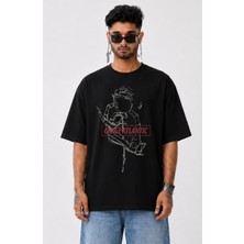 Fuddy Moda Unisex Chase Atlantic Rose Baskılı Bisiklet Yaka Tişört, Oversize Rock Band Temalı Tshirt