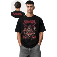 Fuddy Moda Unisex Oversize Babymetal Members Cartoon Style Ense Baskılı Rock Band Temalı Tişört