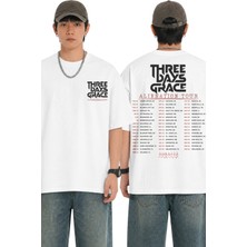 Fuddy Moda Unisex Oversize Rock Band Three Days Grace Sırt Baskılı Bisiklet Yaka Tişört