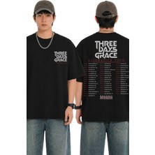 Fuddy Moda Unisex Oversize Rock Band Three Days Grace Sırt Baskılı Bisiklet Yaka Tişört