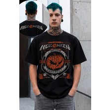 Fuddy Moda Unisex Oversize Helloween Power Metal Ense Baskılı Rock Band Tişört