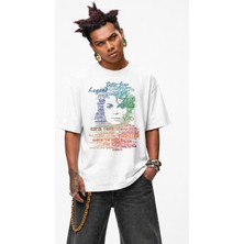 Fuddy Moda Unisex Oversize Michael Jackson Albümler Baskılı Bisiklet Yaka Tişört