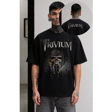 Fuddy Moda Unisex Oversize Trivium Ense Baskılı Rock Band Temalı Bisiklet Yaka Tişört