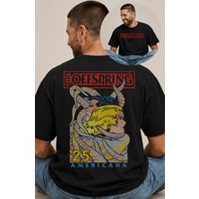 Fuddy Moda Unisex The Offspring Americana Sırt Baskılı Bisiklet Yaka Tişört, Oversize Rock Band Temalı Tshirt