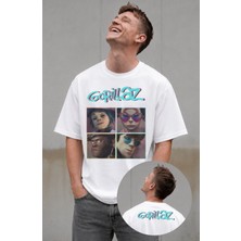 Fuddy Moda Unisex Oversize Gorillaz Members Ense Baskılı Rock Band Temalı Tişört