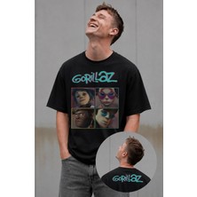 Fuddy Moda Unisex Oversize Gorillaz Members Ense Baskılı Rock Band Temalı Tişört