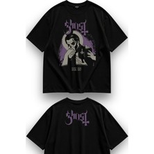 Fuddy Moda Unisex Oversize Rock Band Ghost He Is Ense Baskılı Bisiklet Yaka Tişört