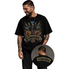 Fuddy Moda Unisex Oversize Rock Band Scorpions Ense Baskılı Bisiklet Yaka Tişört