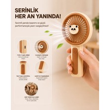 Rose Teknoloji Panda Tasarımlı Mini El Vantilatörü Şarjlı 3 Kademeli Telefon Standlı Taşınabilir Mini Fan