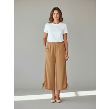 Caprix Camel Bağlama Detaylı Bol Paça Pantolon