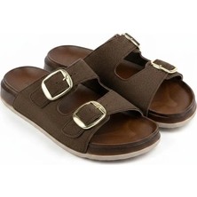 Meril Shoes Kadın Çift Tokalı Süet Günlük Comfort Terlik