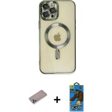 Marsilyan™- iPhone 12 Pro Max Kılıf Nova Işık Özel Seri - Siyah 18D Cam Ekran Koruyucu + Shine Kamera Lens Koruma Cam - Sabe