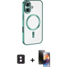Marsilyan™- iPhone 16 Kılıf Nova Işık Özel Seri - Siyah 3D Antistatik Mat Seramik Nano Ekran Koruyucu + Pvd Metal Kamera Lens - Pe