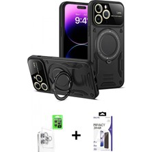 Marsilyan™- iPhone 16 Pro Max Kılıf Kıvılcım Modern Serisi - Siyah Bilvis 3x Ar Hayalet Cam Ekran Koruyucu + Raze Metal Kamera Lens - Bz