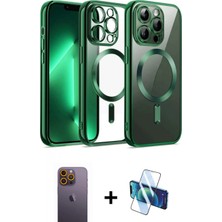 Marsilyan™- iPhone 12 Pro Kılıf Nova Işık Özel Seri - Siyah 3D Antistatik Seramik Nano Ekran Koruyucu + Neon Fosforlu Kamera Lens - Sı