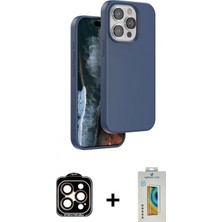 Marsilyan™- iPhone 15 Pro Max Kılıf Kıvılcım Çizgi Serisi - Siyah Polymer Nano Ekran Koruyucu + Pvd Metal Kamera Lens - Tu