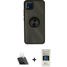 Marsilyan™- C11 2021 Kılıf Yörünge Çizgi - Siyah 5d Hayalet Cam Ekran Koruyucu + Kamera Lens Koruma Cam - Sf
