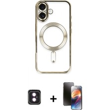 Marsilyan™- iPhone 16 Kılıf Nova Işık Özel Seri - Siyah 3D Antistatik Mat Seramik Nano Ekran Koruyucu + Pvd Metal Kamera Lens - Pe