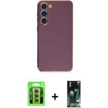 Marsilyan™- Galaxy S23 Kılıf Yankı Serisi - Siyah 360 Mat Full Body Arka Koruyucu + Raze Metal Kamera Lens - Gı
