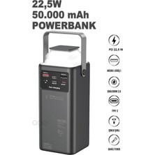QAP 50000 Mah Kablolu Süper Hızlı Şarj Power Bank Turbo Hızlı Pd Şık Tasarım Kamp Powerbank 22,5 Watt