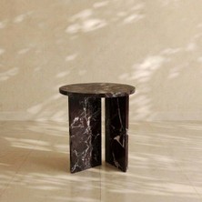Adomar Marble Rosso Levanto, Vişne Mermer Yan Sehpa, Çap 40 H50