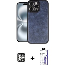 Marsilyan™- iPhone 16 Pro Max Kılıf Kıvılcım Işık Serisi - Siyah Bilvis 3x Ar Hd Cam Ekran Koruyucu + Pvd Metal Kamera Lens - Gs