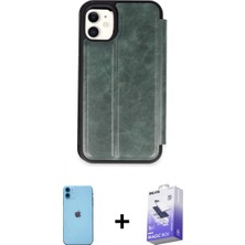 Marsilyan™- iPhone 11 Kılıf Zirve Yansıma Serisi - Siyah Bilvis 5in1 5d Magic Hayalet Cam Ekran Koruyucu + Neon Fosforlu Kamera Lens - Mı
