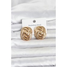 Genel Tedarik 316L Çelik Gold Renk Motif Desen Model Kadın Küpe
