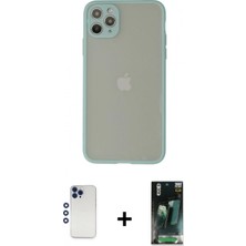Marsilyan™- iPhone 12 Pro Max Kılıf Ahenk Çizgi Serisi - Siyah 360 Mat Full Body Arka Koruyucu + Shine Kamera Lens - Lt