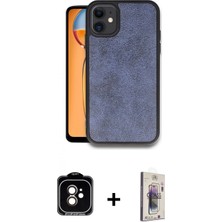 Marsilyan™- iPhone 11 Kılıf Kıvılcım Işık Serisi - Siyah Bilvis 3D Cam Ekran Koruyucu + Pvd Metal Kamera Lens - Tu