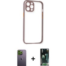 Marsilyan™- iPhone 12 Pro Max Kılıf Nova Asil Özel Seri - Siyah 360 Mat Full Body Arka Koruyucu + Neon Fosforlu Kamera Lens - Yl