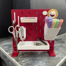 Masaüstü Ayaklı Pegboard Çalışma Masası Düzenleyici Pano Seti - 8 Parça Aksesuarlı Organizer (Skadis Uyumlu)