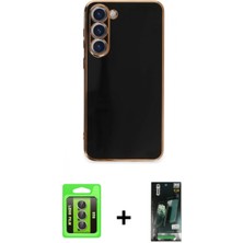 Marsilyan™- Galaxy S23 Kılıf Yankı Serisi - Siyah 360 Mat Full Body Arka Koruyucu + Raze Metal Kamera Lens - Gı