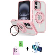 Marsilyan™- iPhone 16 Kılıf Nova Minimal Serisi - Siyah 3D Antistatik Seramik Nano Ekran Koruyucu + Raze Metal Kamera Lens - Pe