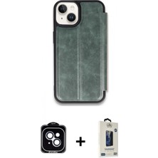 Marsilyan™- iPhone 14 Kılıf Zirve Yansıma Serisi - Siyah Bilvis Hayalet Cam Ekran Koruyucu + Pvd Metal Kamera Lens - Mı
