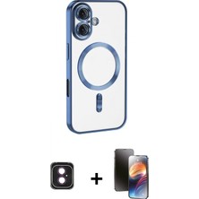 Marsilyan™- iPhone 16 Kılıf Nova Işık Özel Seri - Siyah 3D Antistatik Mat Seramik Nano Ekran Koruyucu + Pvd Metal Kamera Lens - Pe