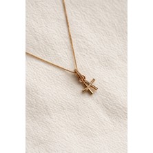 Owentis Çelik Rose Gold Taşlı Minimal Haç Kolye -Kararma Yapmaz-