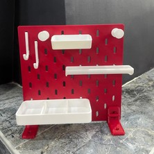 Masaüstü Ayaklı Pegboard Düzenleyici Pano Seti | 7 Parça Atölye Aksesuarlı Organizer (Skadis Uyumlu)