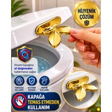 Medushop Kelebek Tasarım Klozet Kaldırma Aparatı Plastik 2 Adet Metalik Altın Yapışkanlı Wc Kapak Kaldırıcı