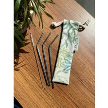 VEALTHY Çelik Pipet Seti (3 Adet Çelik Pipet+ 1 Adet Temizleme Fırçası)