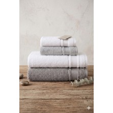 Özdilek Colurist Havlu Seti 2 Banyo Havlusu 90X150 cm 2 El-Yüz Havlusu 50X90 cm Gümüş-Beyaz
