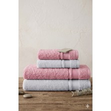 Özdilek Colurist Havlu Seti 2 Banyo Havlusu 90X150 cm 2 El-Yüz Havlusu 50X90 cm Gümüş-Pembe