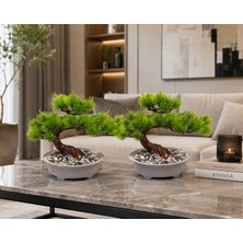 B&Nine Dekoratif Bonsai Yapay Ağaç 2’li Set – Ev & Ofis Masa & Raf Dekoru
