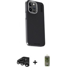 Marsilyan™- iPhone 15 Pro Kılıf Kıvılcım Modern Özel Seri - Siyah Joko Magic 5d Hayalet Cam + Raze Metal Kamera Lens - Tmgı