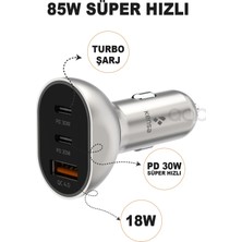 Teknohane 30 Watt Type-C + Usb-A Araç Şarj Aleti iPhone & Android Araç Içi Şarj Cihazı Total 85W