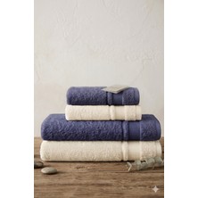 Özdilek Colurist Havlu Seti 2 Banyo Havlusu 90X150 cm 2 El-Yüz Havlusu 50X90 cm Indigo-Krem