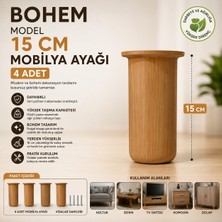 Yusa Stores Bohem Model 15 cm Mobilya Ayağı Söğüt Rengi Sert Polimer Koltuk Dolap Tv Ünitesi Ayağı-4 Adet